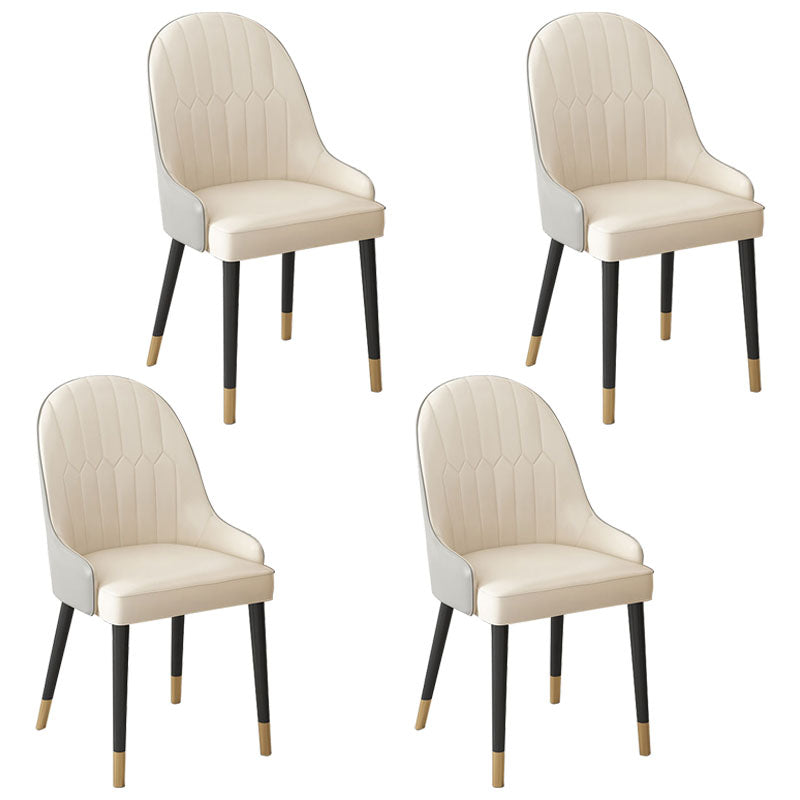 Scandinavian Style Arm Solid Back Dining Side Chair Leather Dining Chair