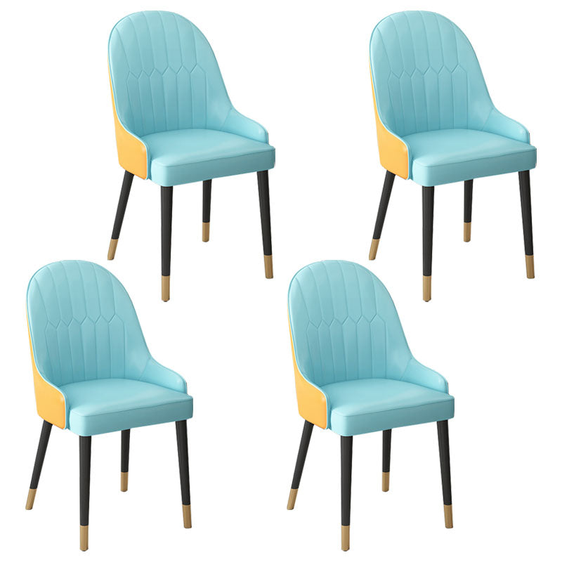 Scandinavian Style Arm Solid Back Dining Side Chair Leather Dining Chair