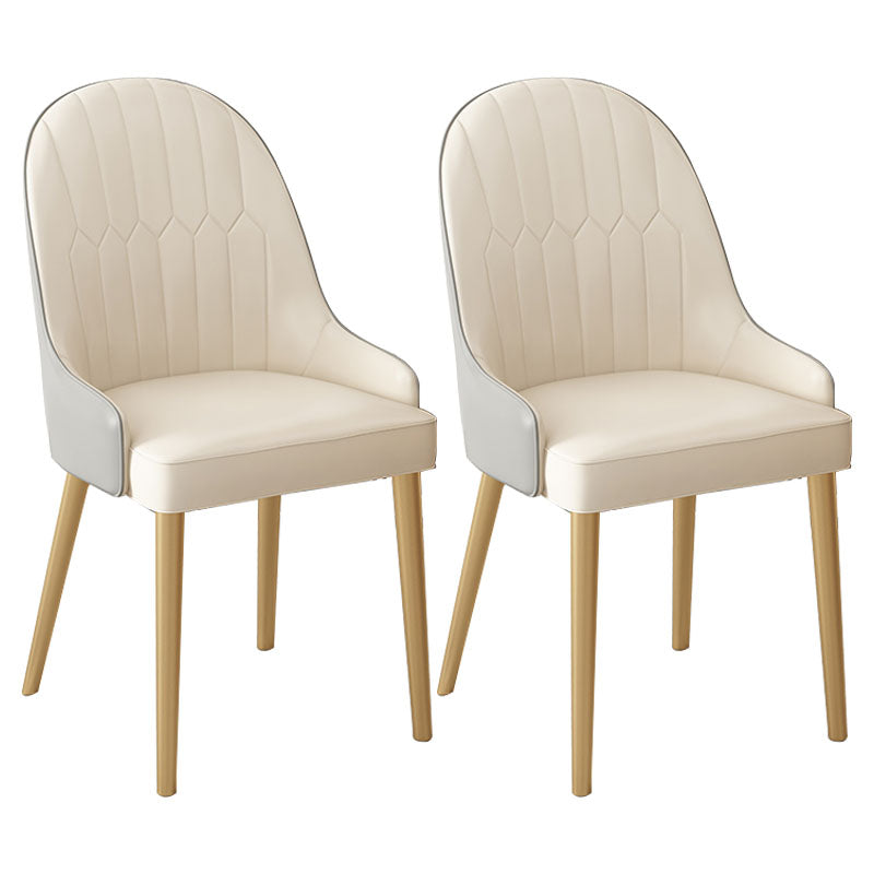 Scandinavian Style Arm Solid Back Dining Side Chair Leather Dining Chair