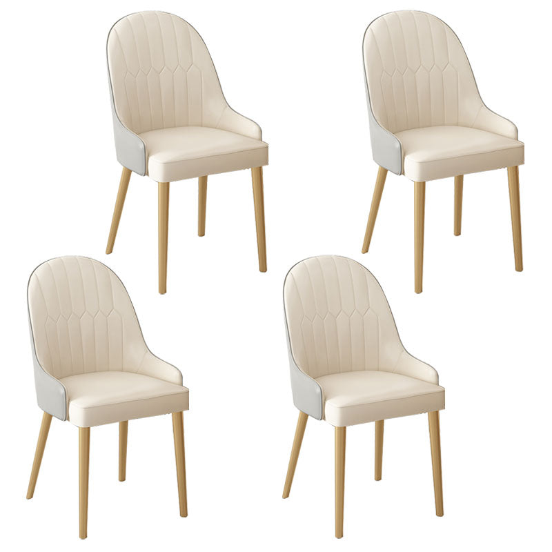 Scandinavian Style Arm Solid Back Dining Side Chair Leather Dining Chair