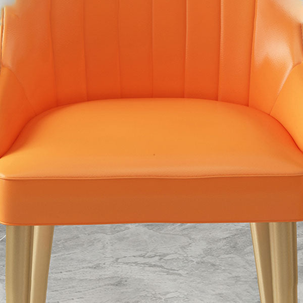 Scandinavian Style Arm Solid Back Dining Side Chair Leather Dining Chair