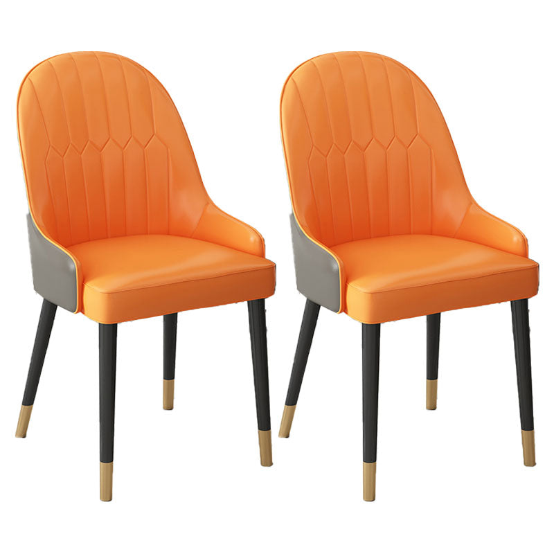 Scandinavian Style Arm Solid Back Dining Side Chair Leather Dining Chair