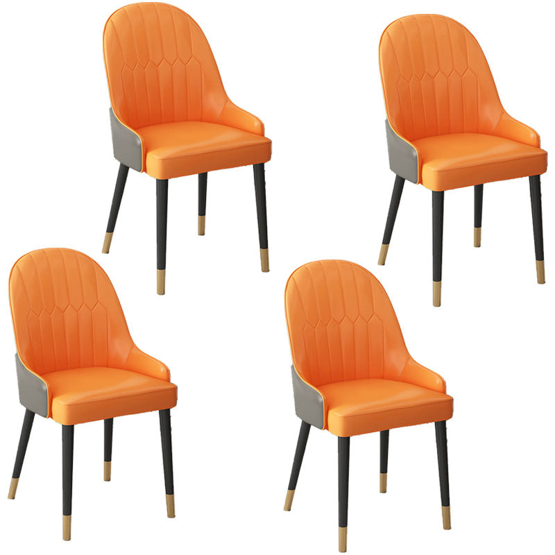 Scandinavian Style Arm Solid Back Dining Side Chair Leather Dining Chair