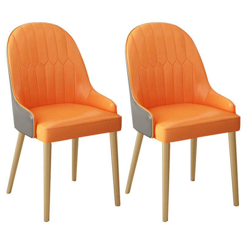 Scandinavian Style Arm Solid Back Dining Side Chair Leather Dining Chair