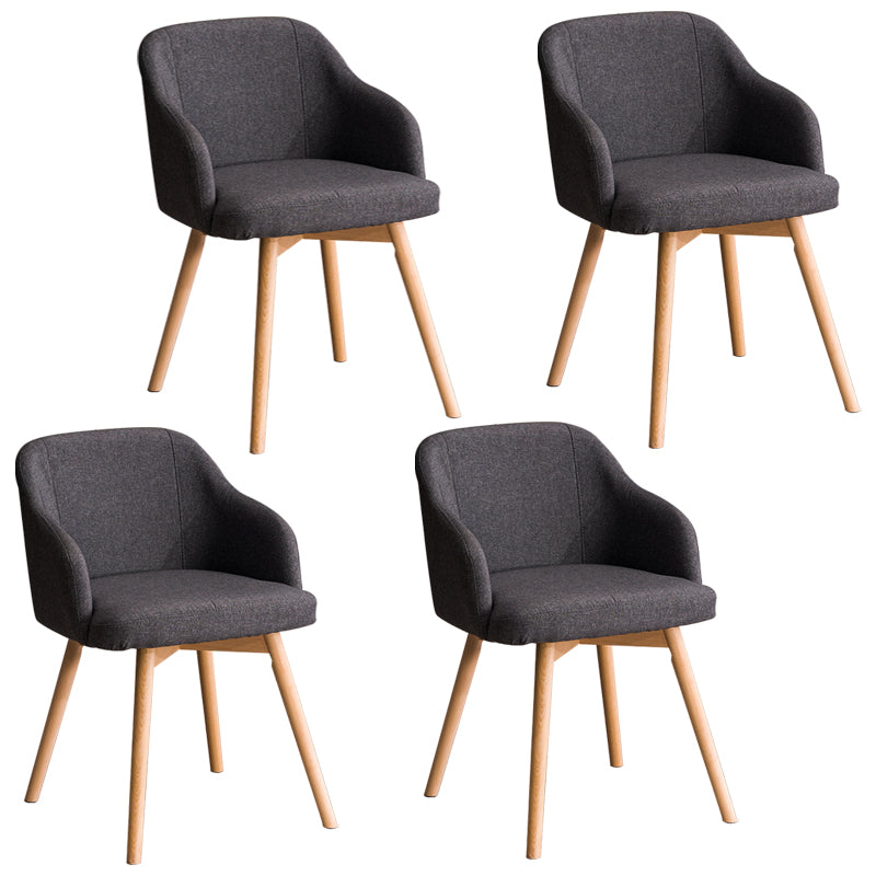 Scandinavian Upholstered Home Arm Chair Solid Back Matte Finish Dining Chair