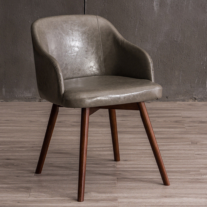 Scandinavian Upholstered Home Arm Chair Solid Back Matte Finish Dining Chair
