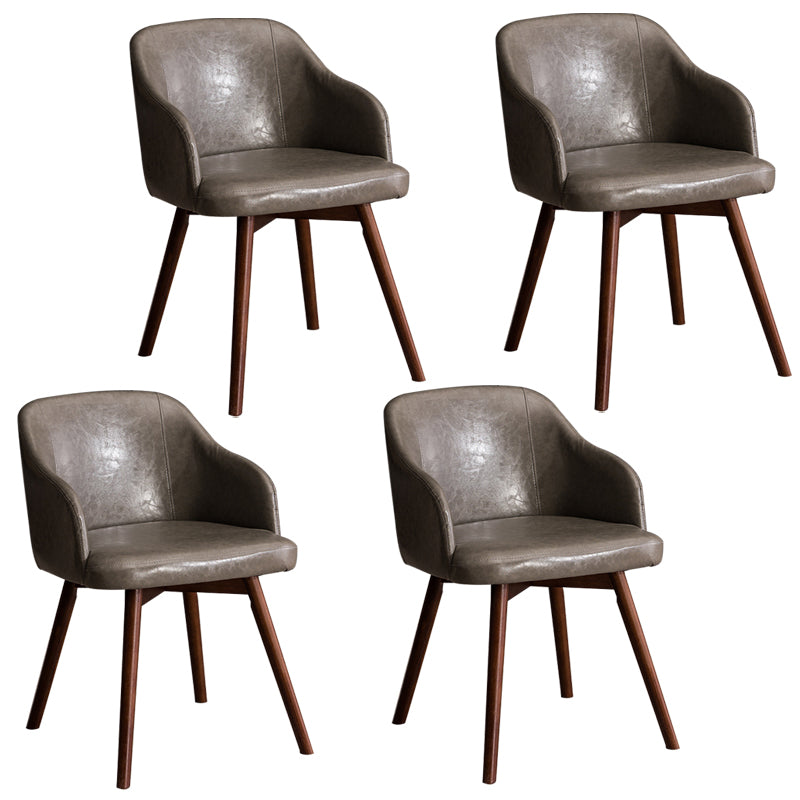 Scandinavian Upholstered Home Arm Chair Solid Back Matte Finish Dining Chair