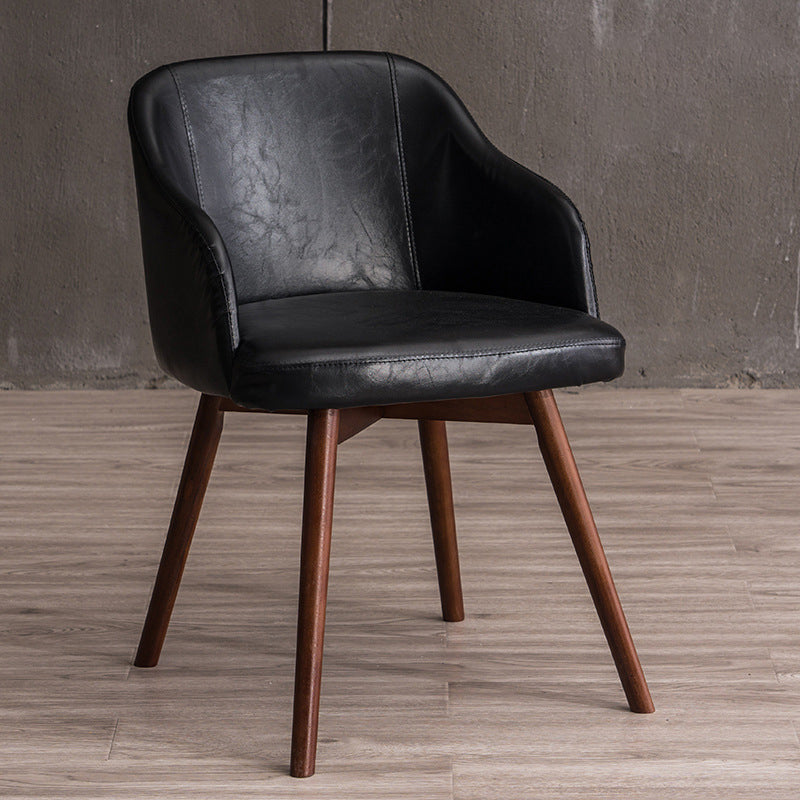 Scandinavian Upholstered Home Arm Chair Solid Back Matte Finish Dining Chair