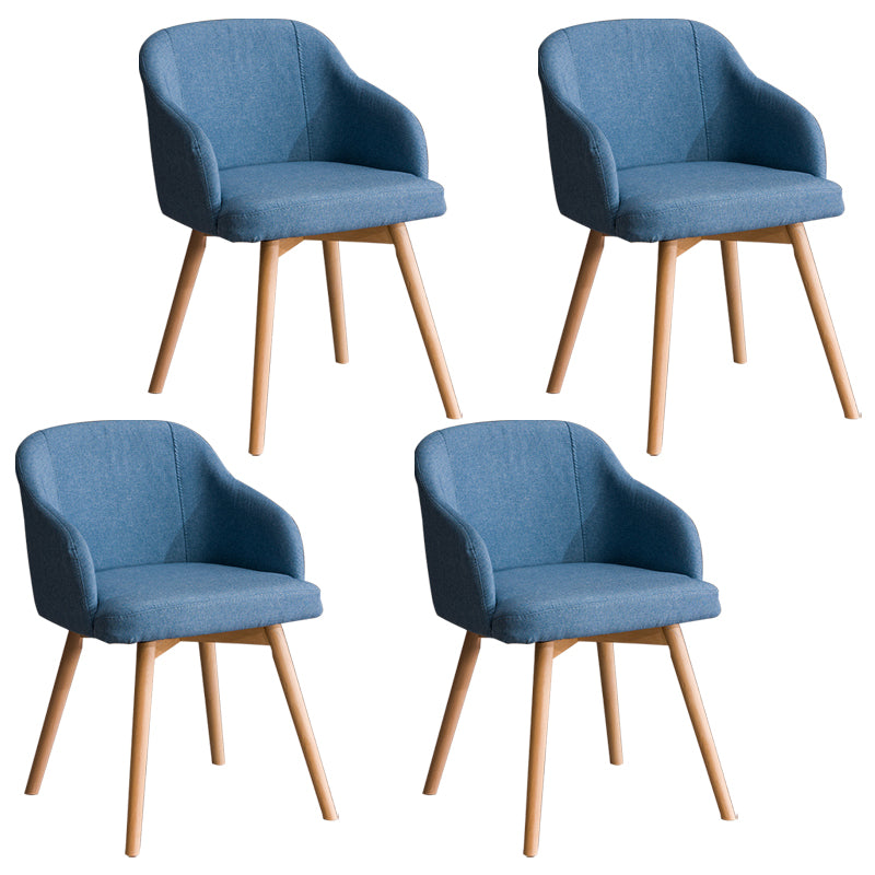 Scandinavian Upholstered Home Arm Chair Solid Back Matte Finish Dining Chair