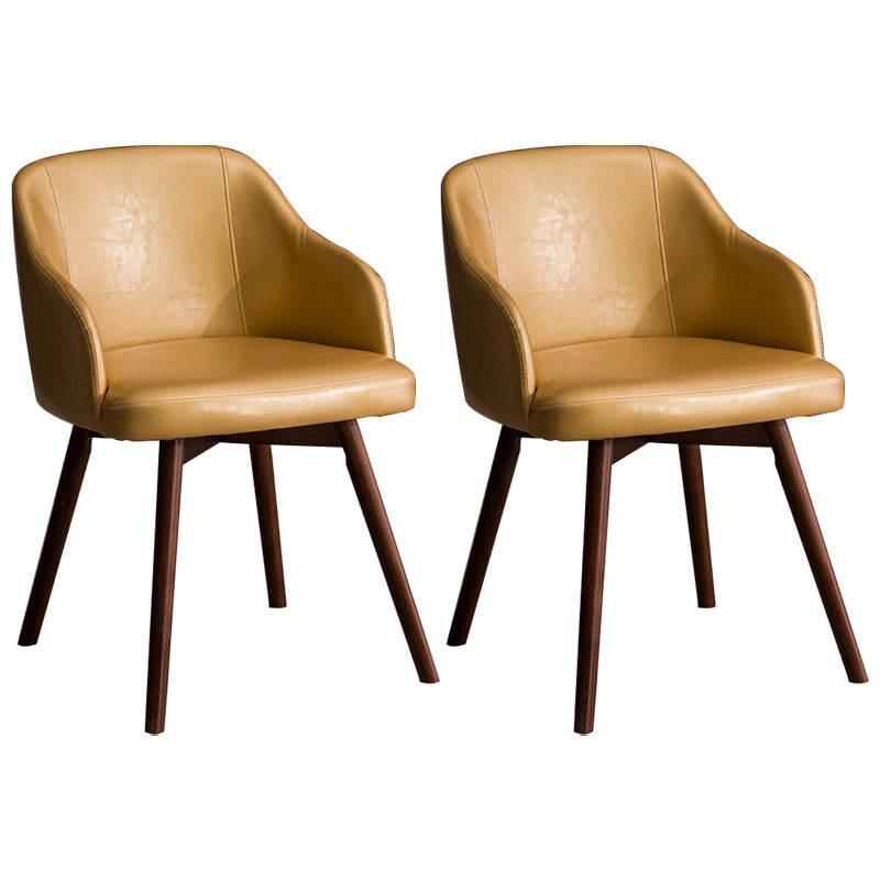 Scandinavian Upholstered Home Arm Chair Solid Back Matte Finish Dining Chair