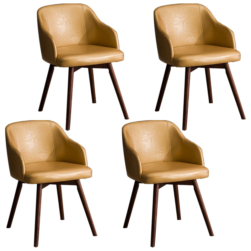 Scandinavian Upholstered Home Arm Chair Solid Back Matte Finish Dining Chair