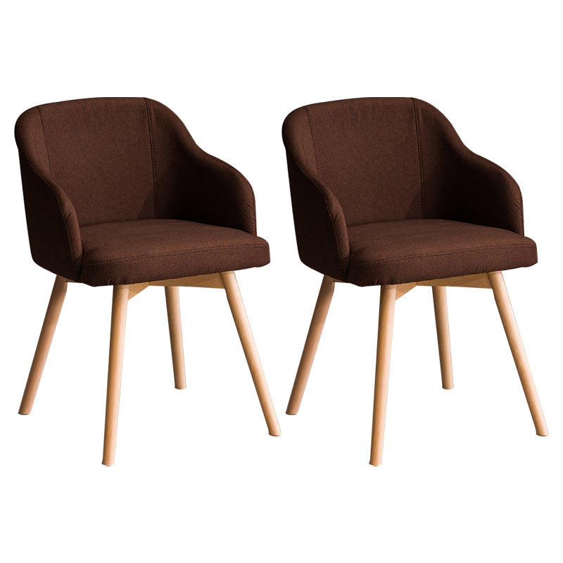 Scandinavian Upholstered Home Arm Chair Solid Back Matte Finish Dining Chair
