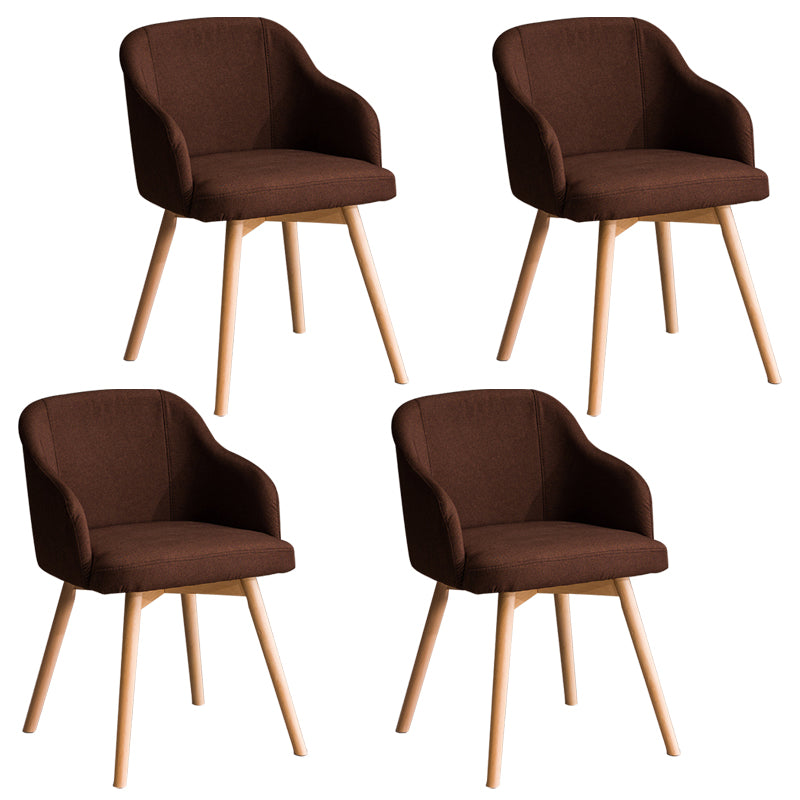Scandinavian Upholstered Home Arm Chair Solid Back Matte Finish Dining Chair