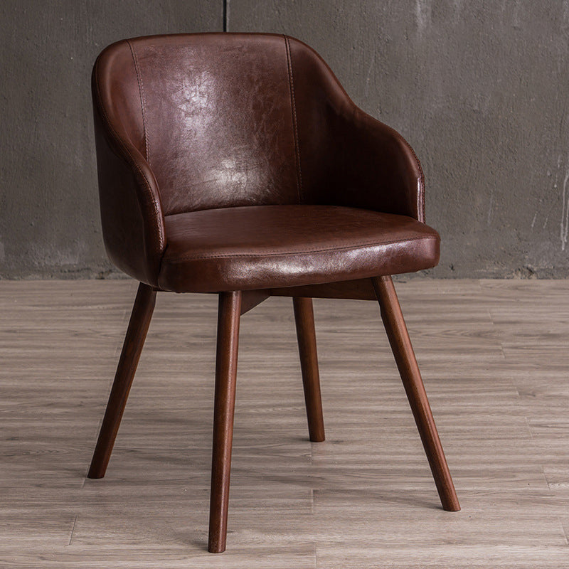 Scandinavian Upholstered Home Arm Chair Solid Back Matte Finish Dining Chair