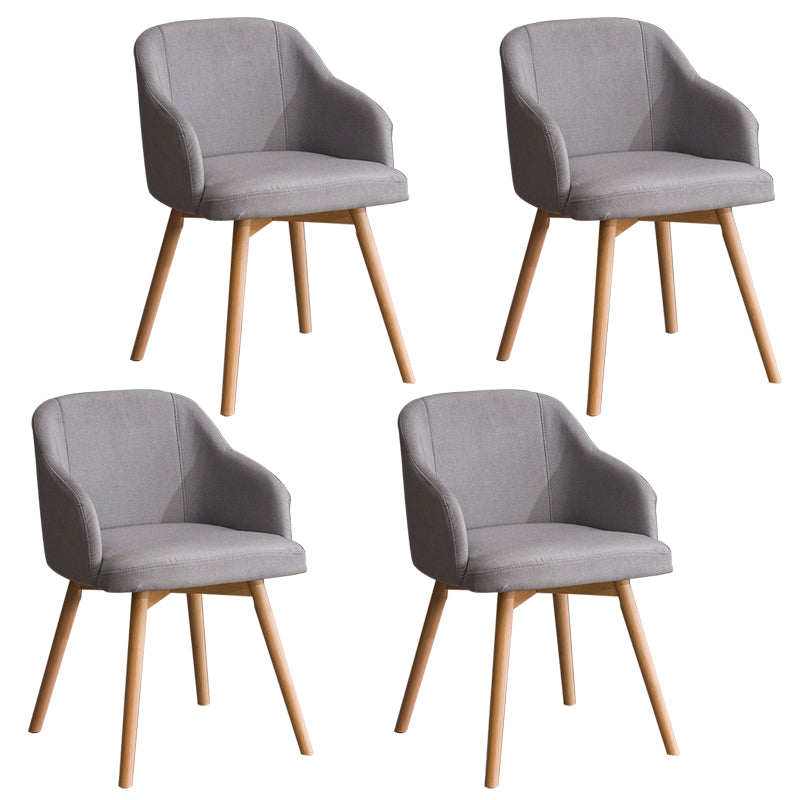 Scandinavian Upholstered Home Arm Chair Solid Back Matte Finish Dining Chair