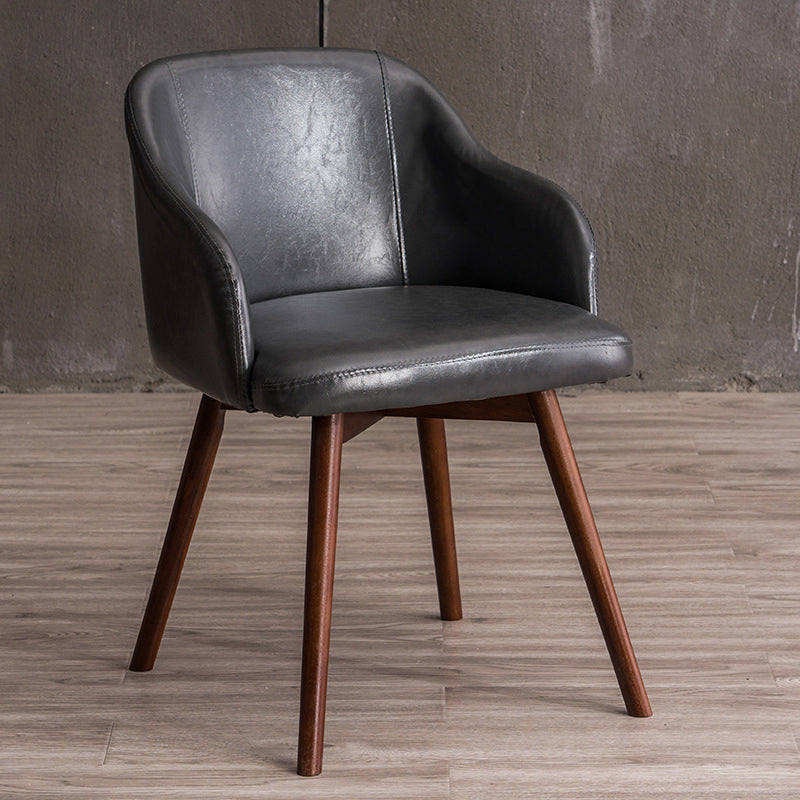 Scandinavian Upholstered Home Arm Chair Solid Back Matte Finish Dining Chair