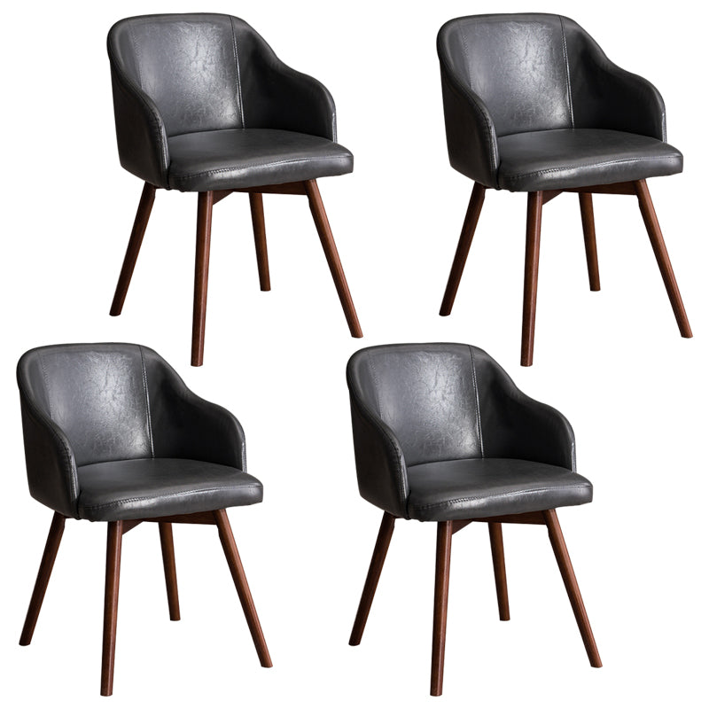 Scandinavian Upholstered Home Arm Chair Solid Back Matte Finish Dining Chair