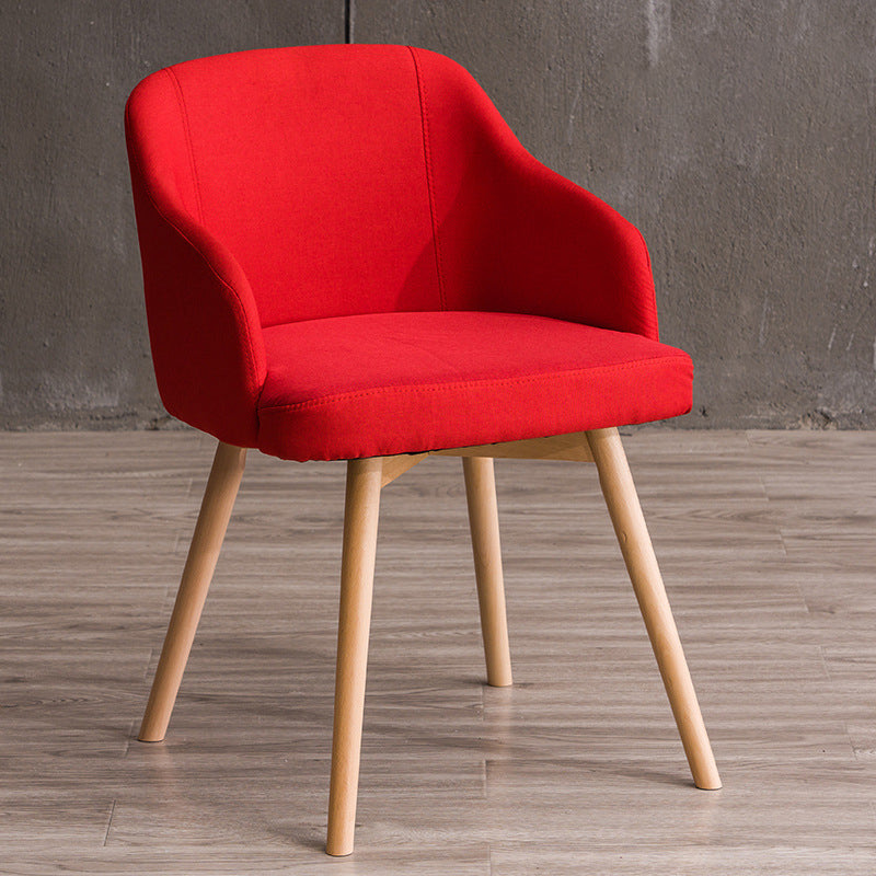 Scandinavian Upholstered Home Arm Chair Solid Back Matte Finish Dining Chair