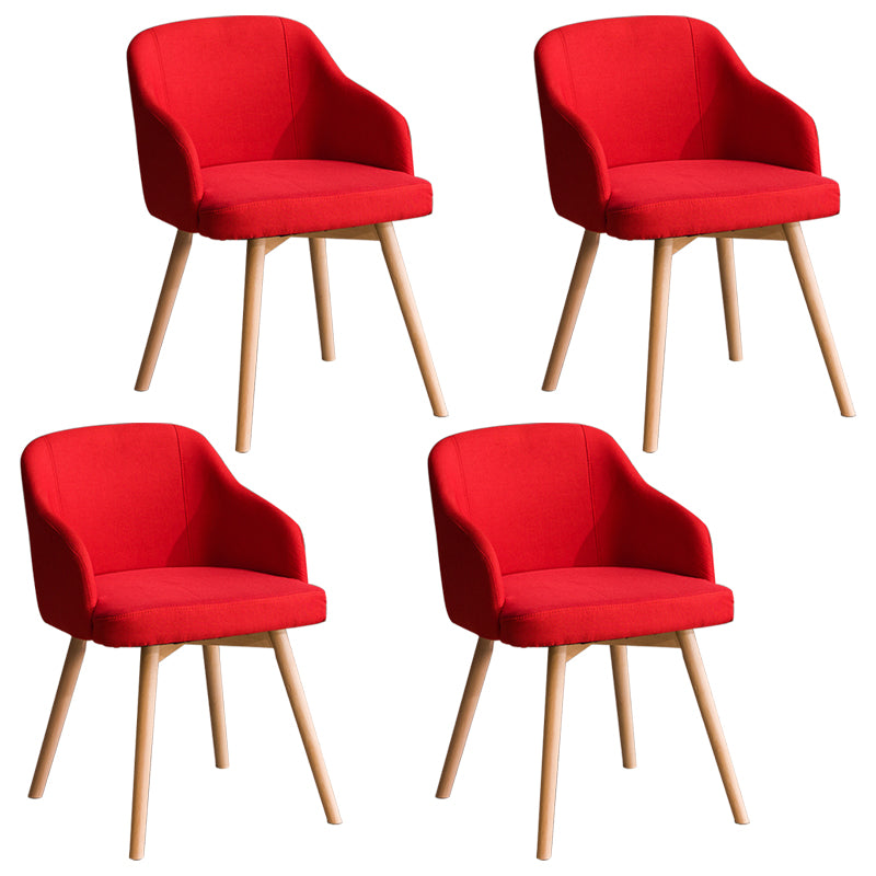 Scandinavian Upholstered Home Arm Chair Solid Back Matte Finish Dining Chair