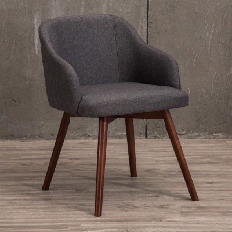 Scandinavian Upholstered Home Arm Chair Solid Back Matte Finish Dining Chair