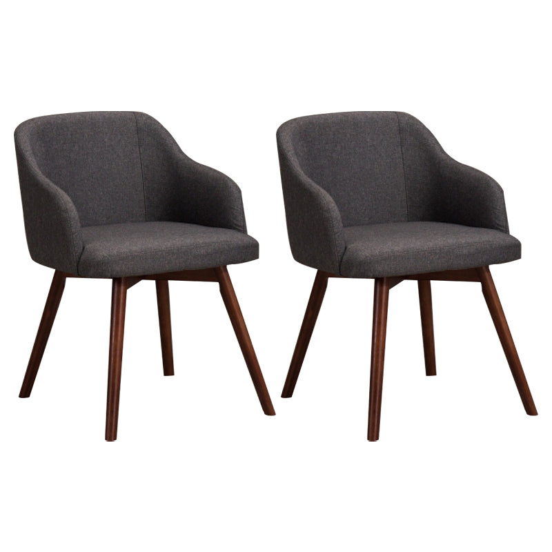 Scandinavian Upholstered Home Arm Chair Solid Back Matte Finish Dining Chair