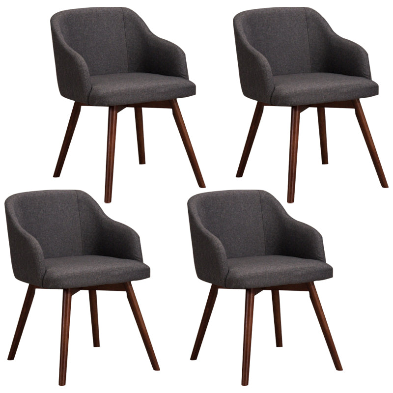 Scandinavian Upholstered Home Arm Chair Solid Back Matte Finish Dining Chair