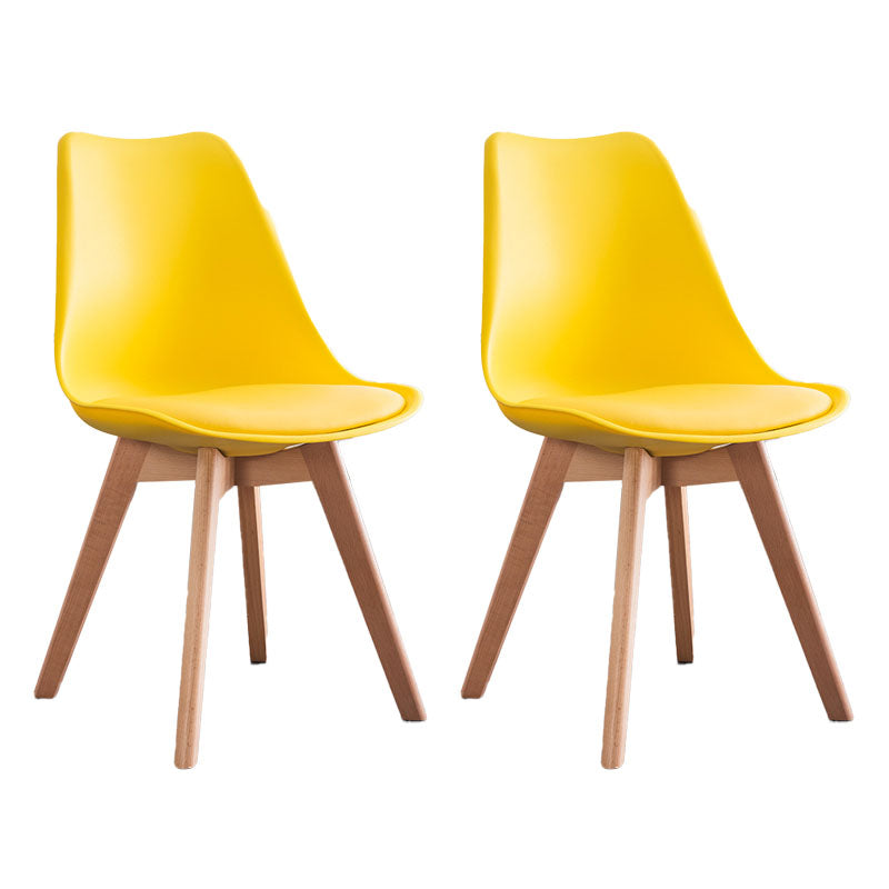 Contemporary Kitchen Chair Dining Armless Chairs with Wooden Legs