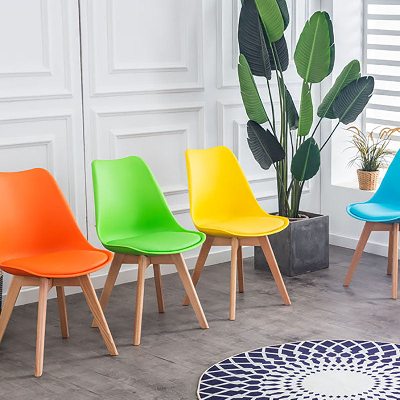 Contemporary Kitchen Chair Dining Armless Chairs with Wooden Legs