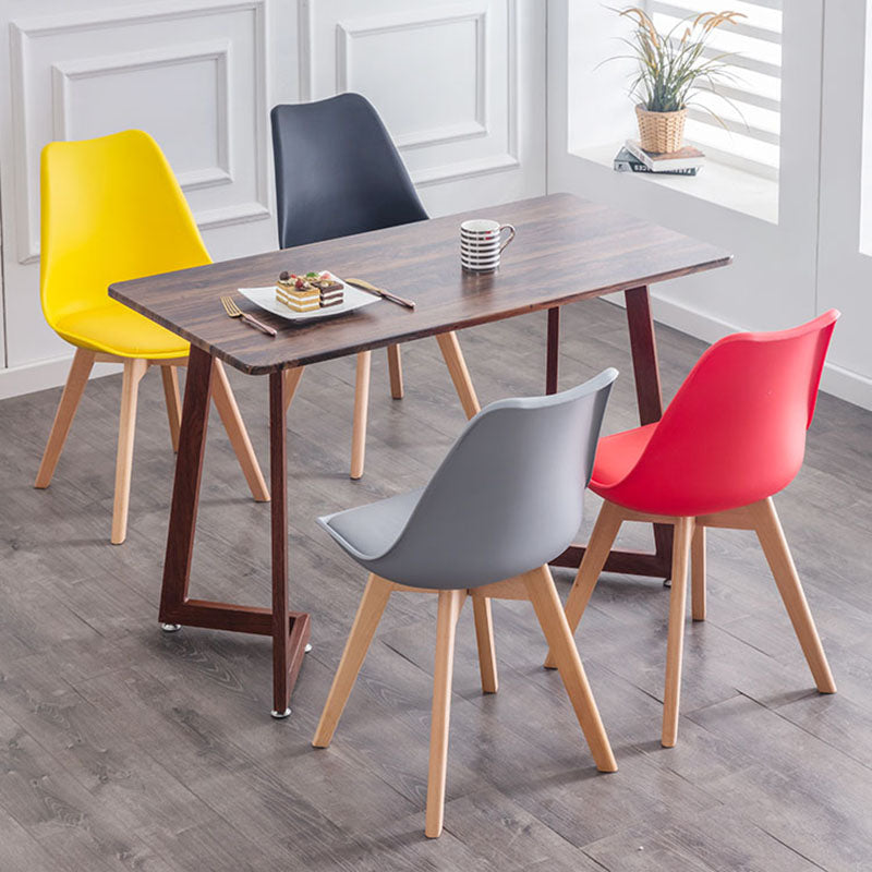 Contemporary Kitchen Chair Dining Armless Chairs with Wooden Legs