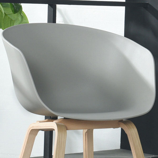 Scandinavian Beech Solid Back Arm Chair Plastic Matte Finish Dining Chair