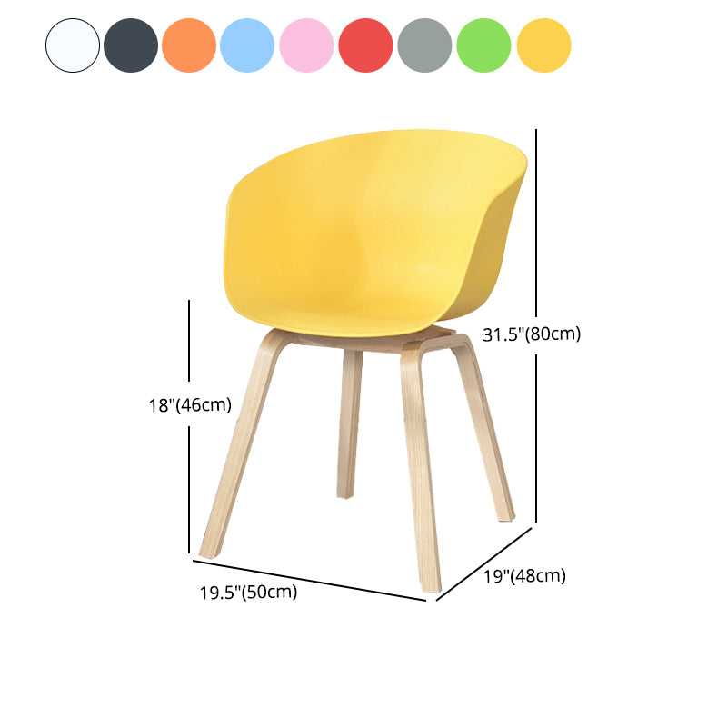 Scandinavian Beech Solid Back Arm Chair Plastic Matte Finish Dining Chair