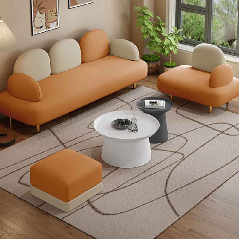 Macaroon Modern Recessed Arm Sofa 3 Seater Curved Sofa for Living Room