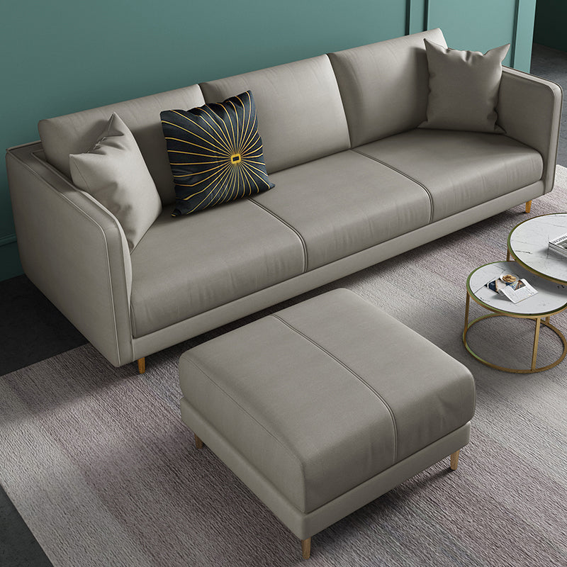 32.28" D x 72.83" W x 33.07" H Faux Leather Tuxedo Arm Sofa with Bolster Pillows