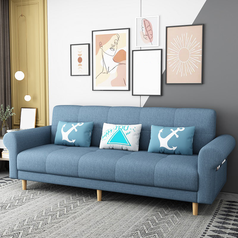 29.52"W Linen Solid Color Rolled Arm Convertible Sleeper Sofa for Bedroom Apartment