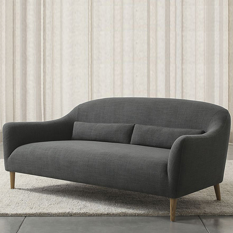 Scandinavian 3-Seat Linen Sofa Curved 33.86" D x 31.89" H Loveseat