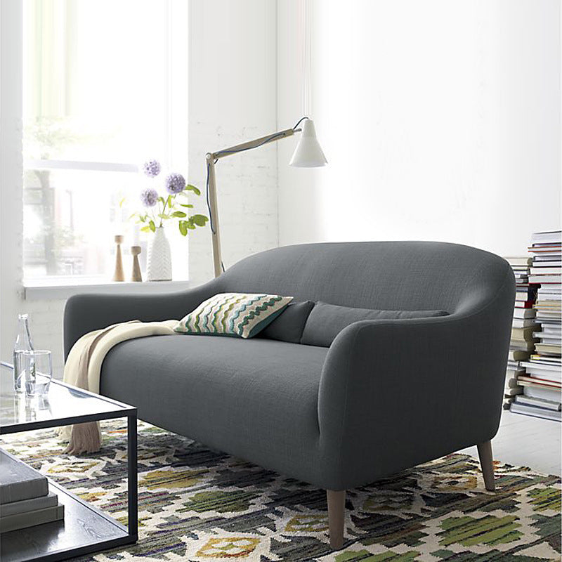 Scandinavian 3-Seat Linen Sofa Curved 33.86" D x 31.89" H Loveseat