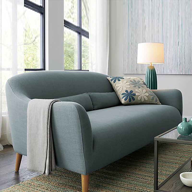 Scandinavian 3-Seat Linen Sofa Curved 33.86" D x 31.89" H Loveseat