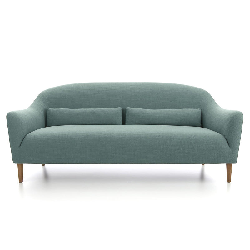 Scandinavian 3-Seat Linen Sofa Curved 33.86" D x 31.89" H Loveseat