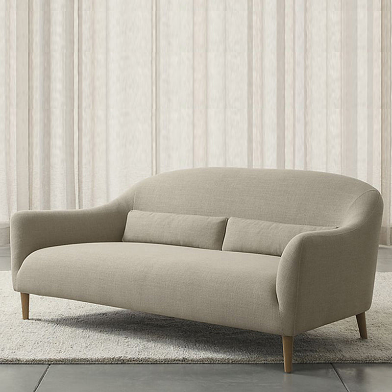 Scandinavian 3-Seat Linen Sofa Curved 33.86" D x 31.89" H Loveseat