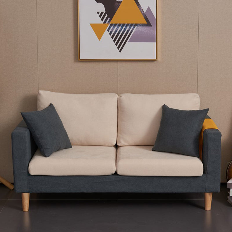 Scandinavian Loose Back Fabric Sofa 30.7" H Square Arm Loveseat