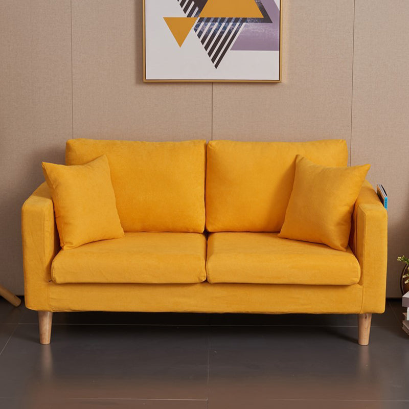 Scandinavian Loose Back Fabric Sofa 30.7" H Square Arm Loveseat