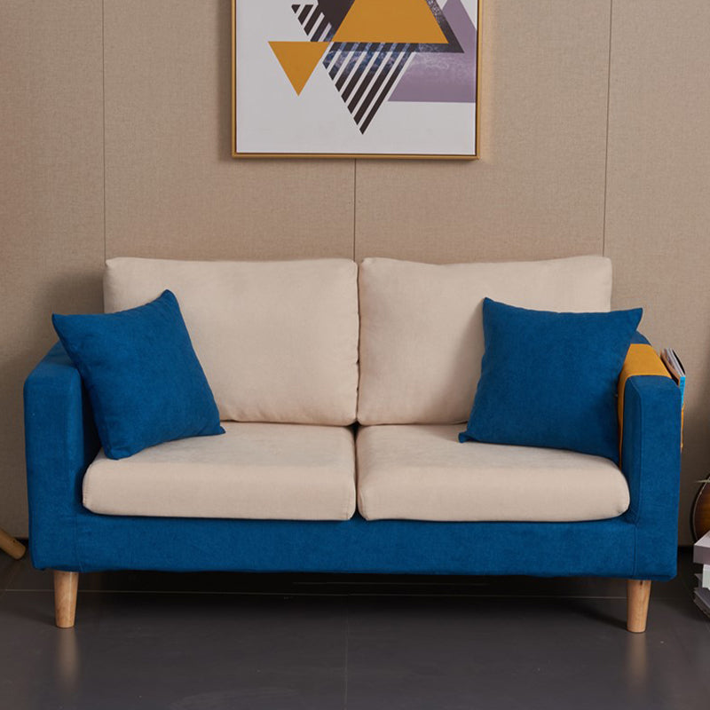 Scandinavian Loose Back Fabric Sofa 30.7" H Square Arm Loveseat