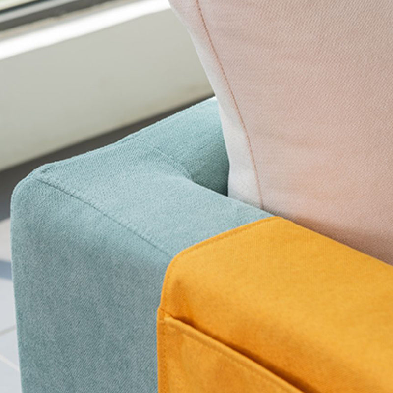 Scandinavian Loose Back Fabric Sofa 30.7" H Square Arm Loveseat