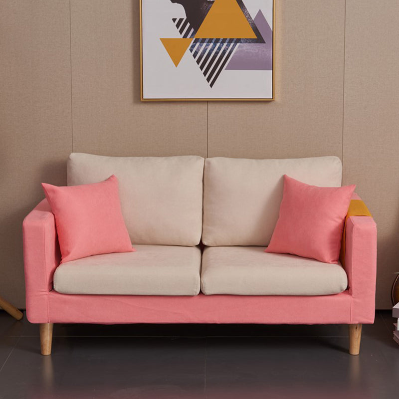 Scandinavian Loose Back Fabric Sofa 30.7" H Square Arm Loveseat