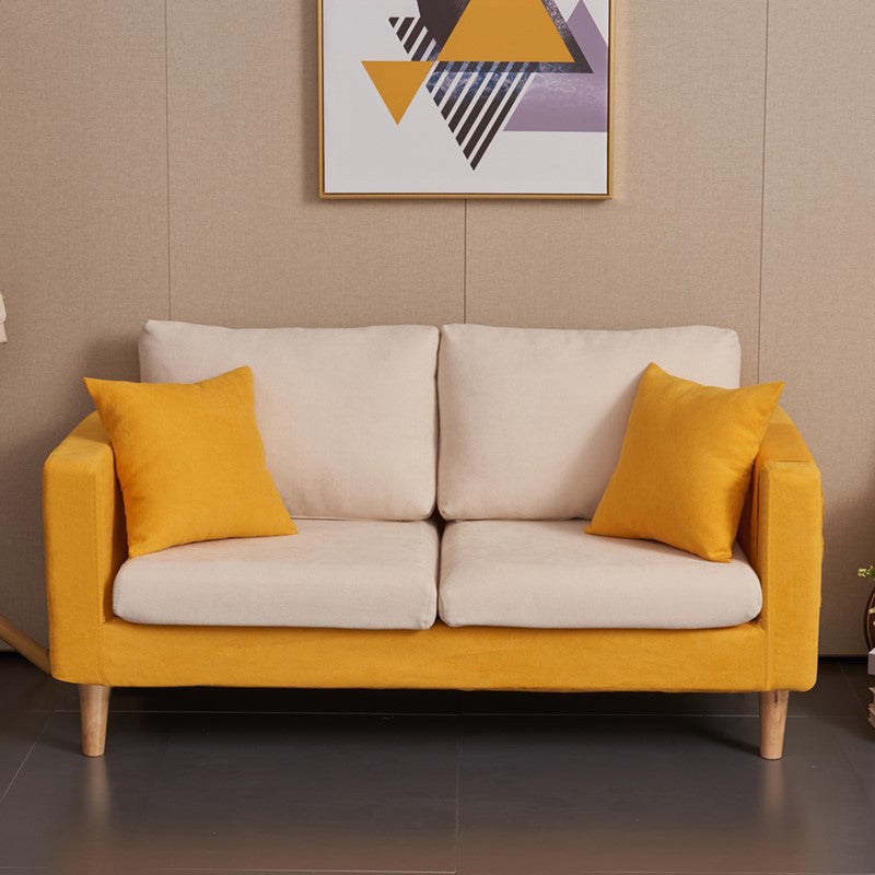 Scandinavian Loose Back Fabric Sofa 30.7" H Square Arm Loveseat
