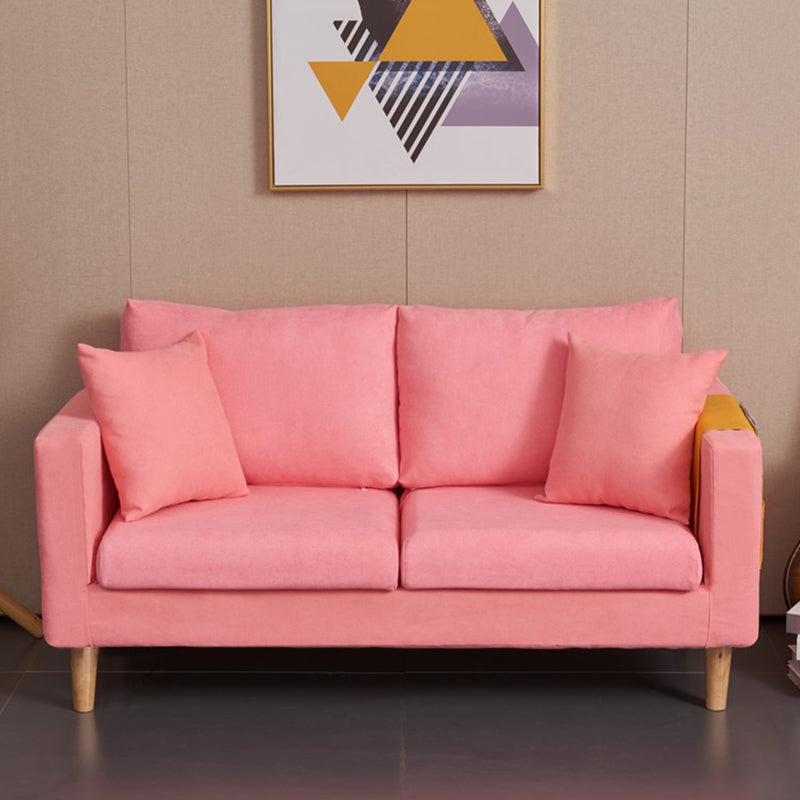 Scandinavian Loose Back Fabric Sofa 30.7" H Square Arm Loveseat
