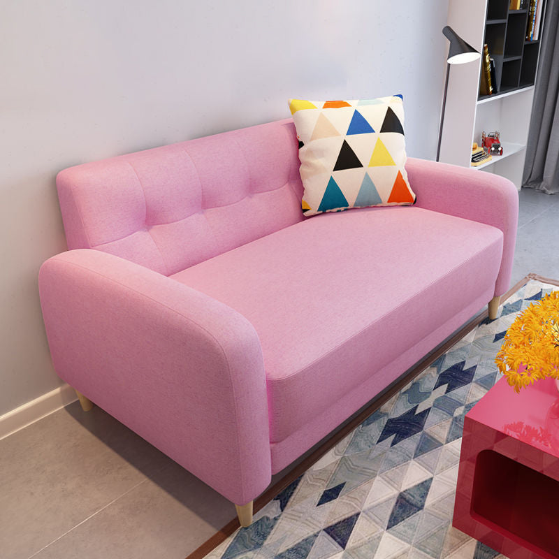 Pure Color Sofa Tufted Back Square Arm Sofa for Living Room  Home