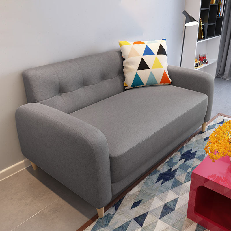 Pure Color Sofa Tufted Back Square Arm Sofa for Living Room  Home