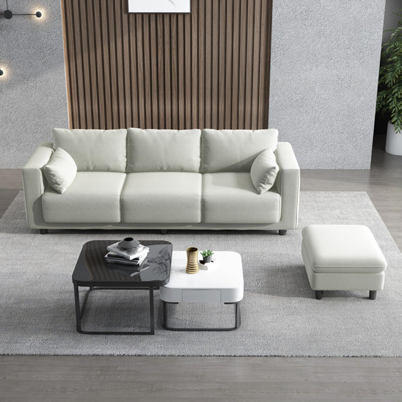 Contemporary Tuxedo Arm Standard Sofa with Bolster Pillows for Living Room, Apartment