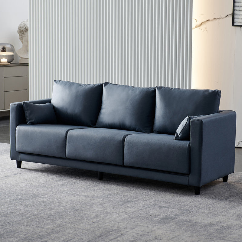 Contemporary Tuxedo Arm Standard Sofa with Bolster Pillows for Living Room, Apartment